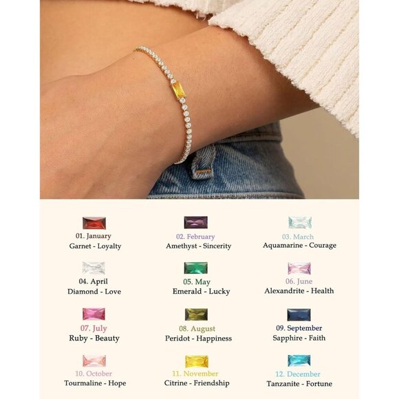 Trendy Adjustable Gold Birthstone Bracelets - Perfect Gift for Friends & Family main image 8